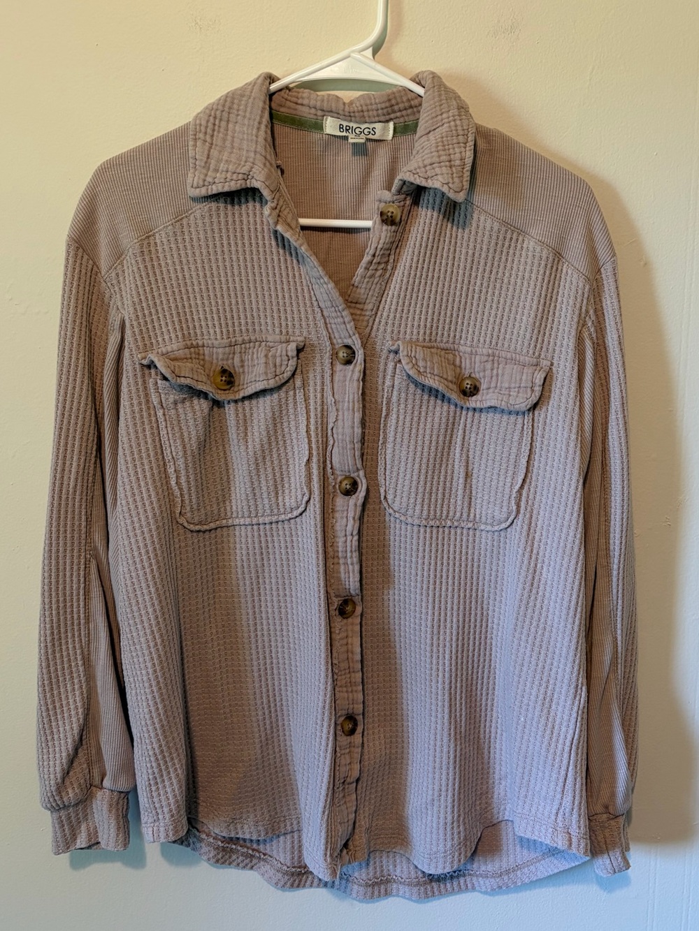 Briggs New York Waffle Knit Utility Jacket in Taupe
